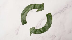 Logo de l'économie circulaire avec une feuille d'arbre