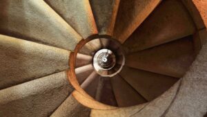 Escalier en rond qui représente l’économie circulaire